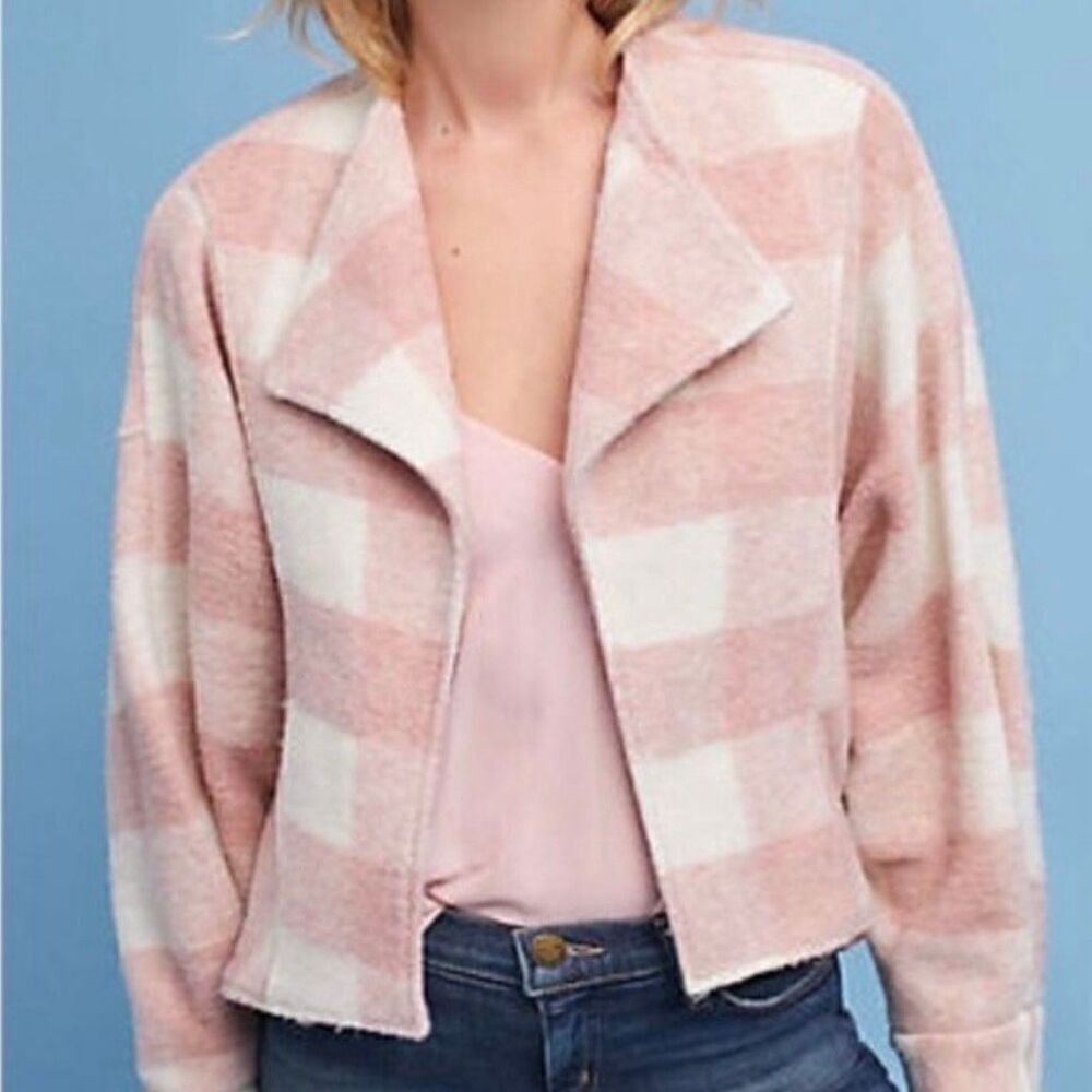 Anthropologie ett:twa Pink wool blend crop jacket Size XXS - Picture 2 of 11